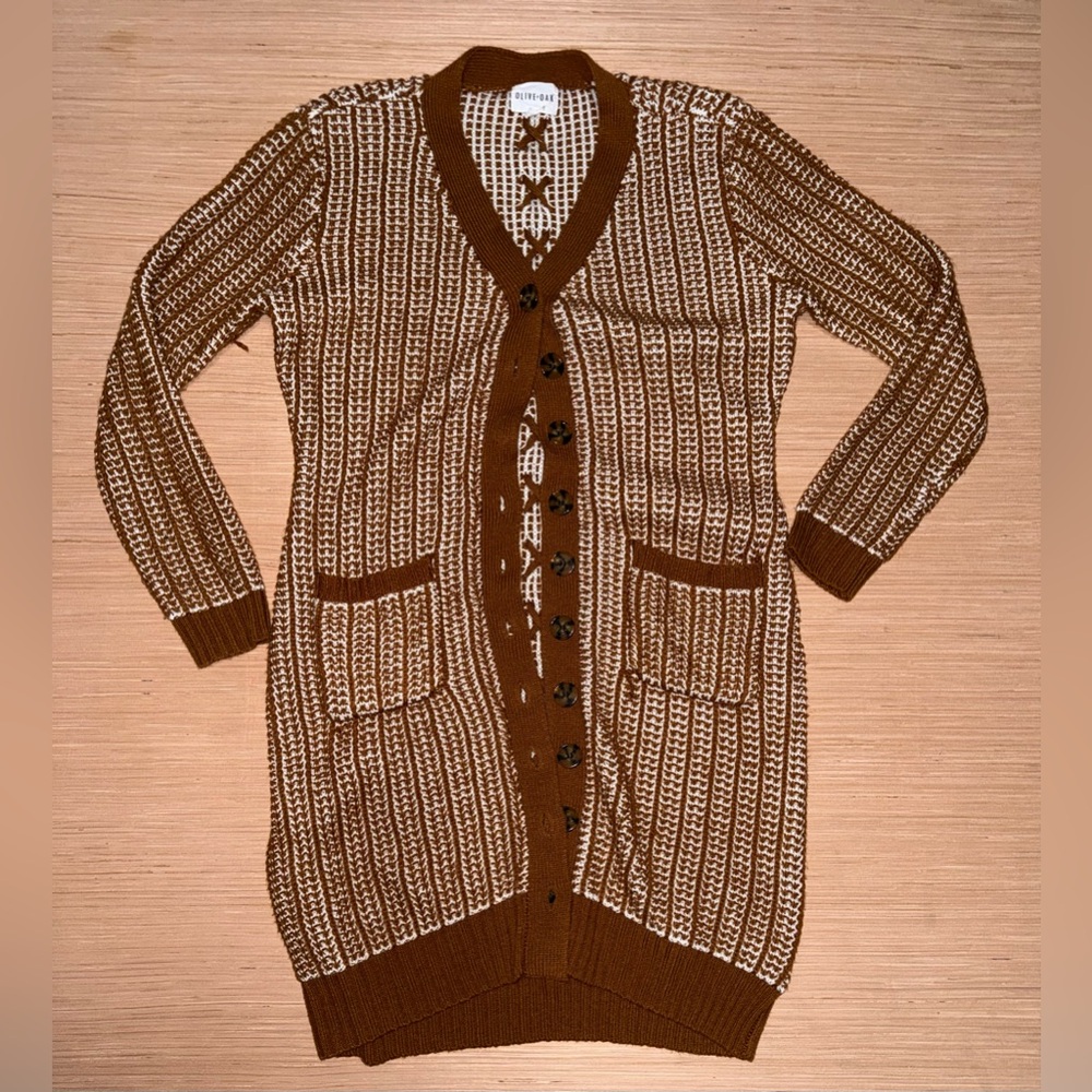 Olive & Oak Brown and Cream Knit Cardigan